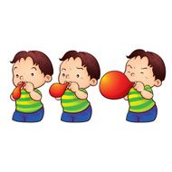boy blow up balloon