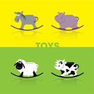 Children`s rocking toy Cow hippo neddy sheep