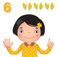 Learn number and counting with kid&rsquo;s hand showing the six