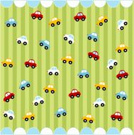Cute seamless pattern with little cars baby card