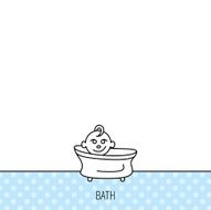 Baby in bath icon Toddler bathing sign N8