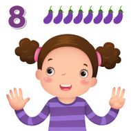 Learn number and counting with kid&rsquo;s hand showing the eight