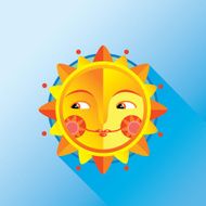 Cute folk sun on a blue background