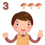 Learn number and counting with kid&rsquo;s hand showing the three