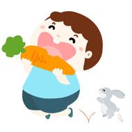 cute boy love to eat vegetable vector illustration