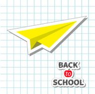 Origami yellow paper plane background Exercise book Back to school