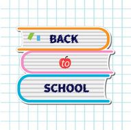 Back to school Stack of books Exercise book background Flat