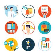 Education icon set Welcome back to school Flat design N2
