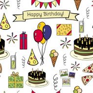 Happe birthday vector doodle colorful seamless pattern N3