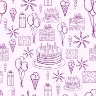 Happe birthday vector doodle seamless pattern N2