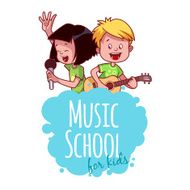 Logo template for music school with two children