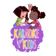 Cartoon children sing with a microphone N3