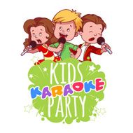 Cartoon children sing with a microphone N4