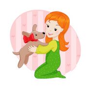 Girl and puppy