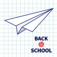 Origami paper plane Handdrawn doodle Paper sheet background Exercise book
