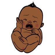 Newborn little african baby crying Vector illustration islated