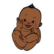 Newborn little african baby smiling Vector illustration islated