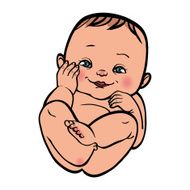 Newborn little baby smiling Vector illustration islated backgr