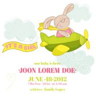 Bunny on a Plane - Baby Shower or Arrival Card