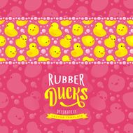 Vector decorating design made of yellow rubber ducks