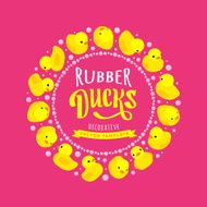 Vector decorating design made of yellow rubber ducks N3