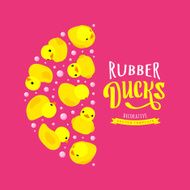 Vector decorating design made of yellow rubber ducks N4