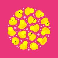 Vector decorating design made of yellow rubber ducks N5