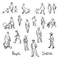 Casual People Sketch Outline hand drawing vector Illustration