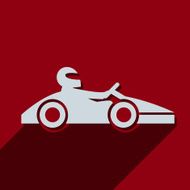 Kart with driver icon pictograph