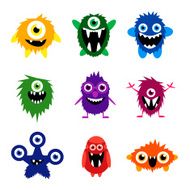 Vector set of cartoon cute monsters and aliens N3