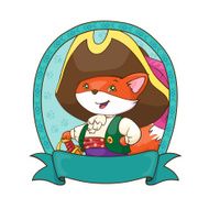 Vector illustration cute fox in costume pirate