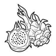 Coloring book game fruits and vegetables (dragon fruit)