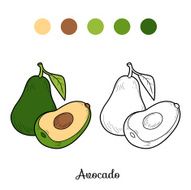 Coloring book game fruits and vegetables (avocado) N2