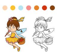 Coloring book (little fairy with a basket of fruit)