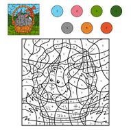 Color by number game (rabbit in the basket)