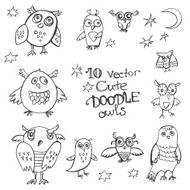 10 vector doodle cute funny owls