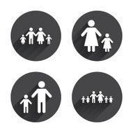 Family with two children sign Parents and kids N14