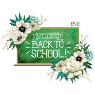 Back to school design with class-board and flowers