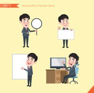 Set of drawing flat character style business office worker activities