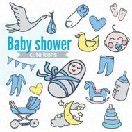 Baby icon set vector illustration hand drawn in doodles N2