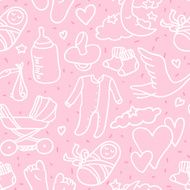 Newborn girl seamless pattern