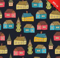 Seamless pattern with decorative houses