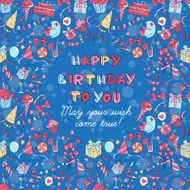 Happy birthday party greeting card with hand drawn pattern N2