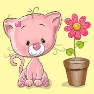 Kitten with flower