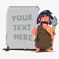 caveman with huge stone - vector