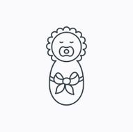 Newborn baby icon Toddler with bow sign N9