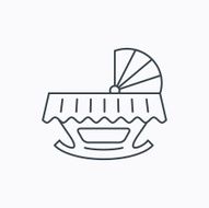Baby cradle bed icon Crib or cot sign N17