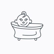 Baby in bath icon Toddler bathing sign N9