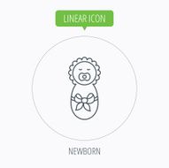 Newborn baby icon Toddler with bow sign N10