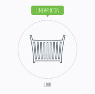 Baby crib bed icon Cradle or cot sign N17
